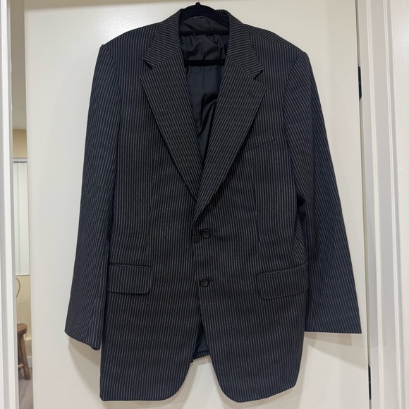 Gucci Tom Ford-era Pinstripe 100% Wool Blazer Suit Jacket Black Size 54L US 44